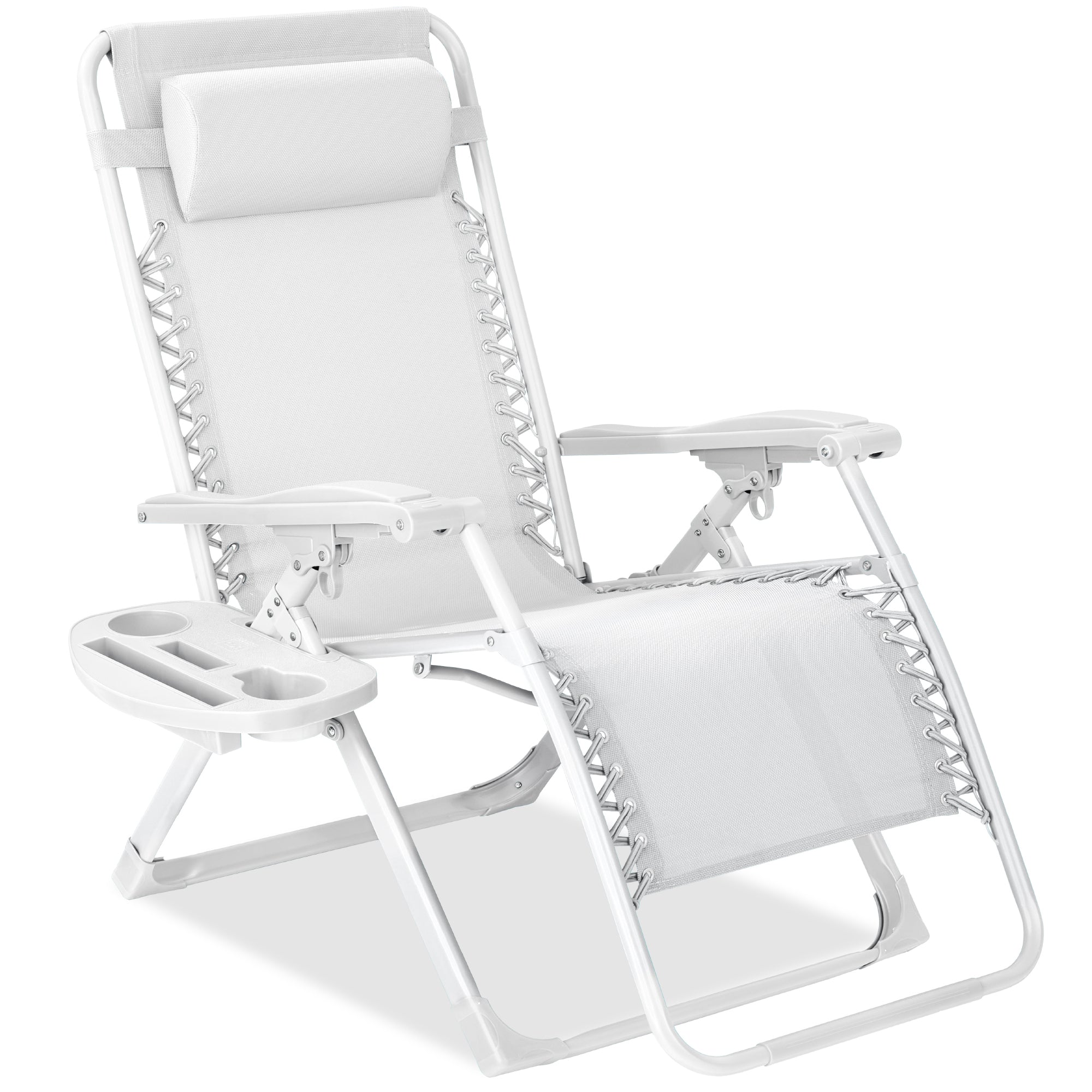 Monochromatic Zero Gravity Patio Chair Recliner w/ Side Tray Headrest