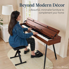 Modern 88 Key Fully Weighted Desk Style Digital Piano w/ Metal Legs
