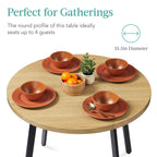 Mid-Century Modern Round Dining Table w/ Adjustable Feet - 35.5in