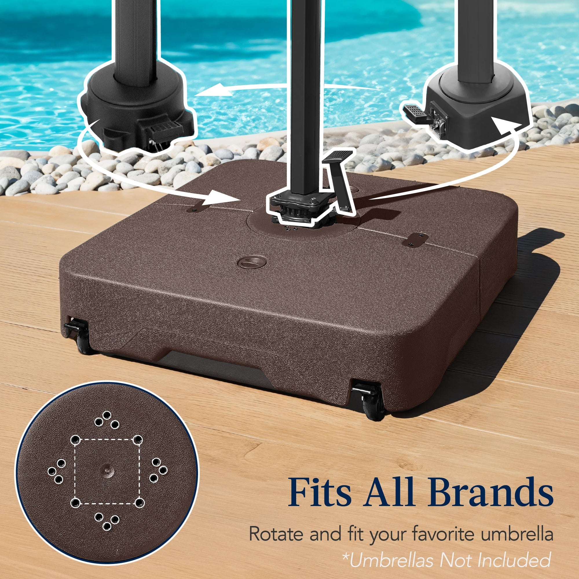 Outdoor Cantilever Base w/ Wheels Locks Fillable 330lb Capacity