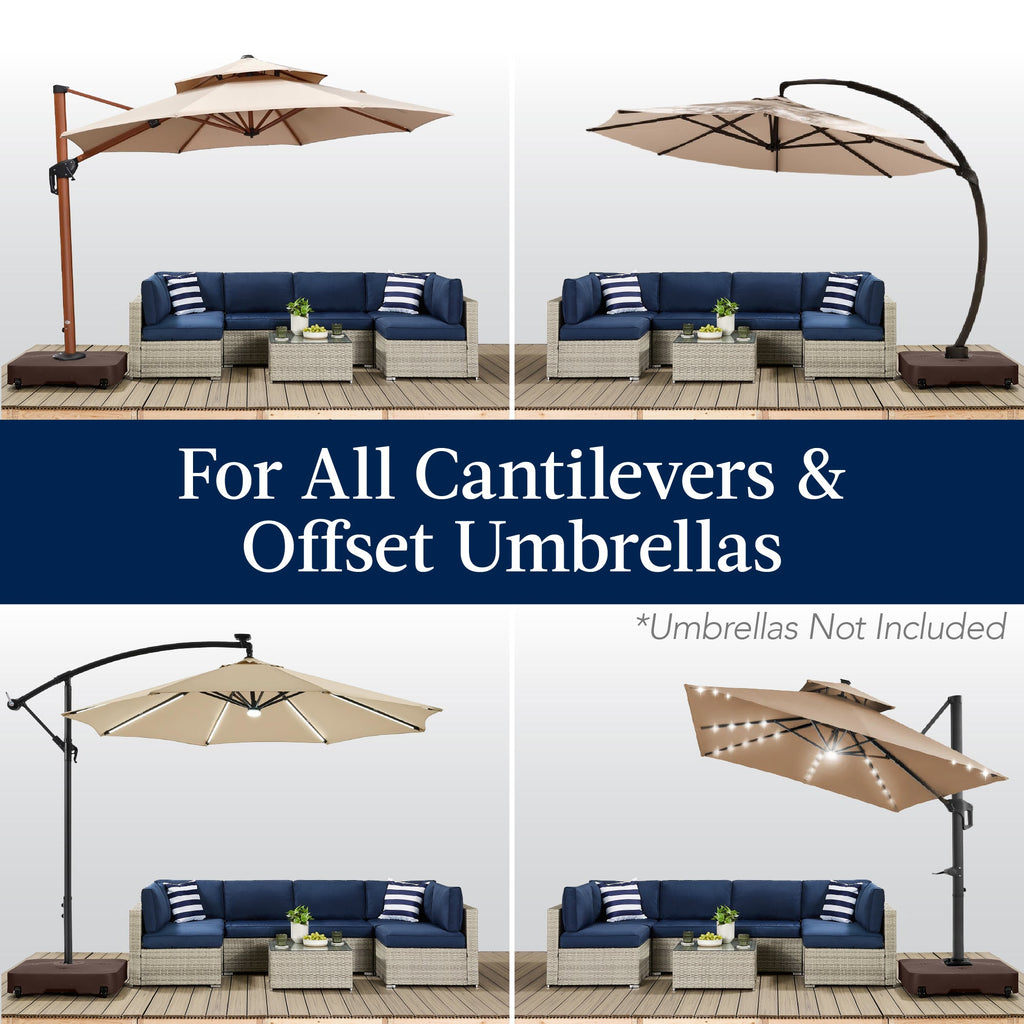 Outdoor Cantilever Base w/ Wheels Locks Fillable 330lb Capacity