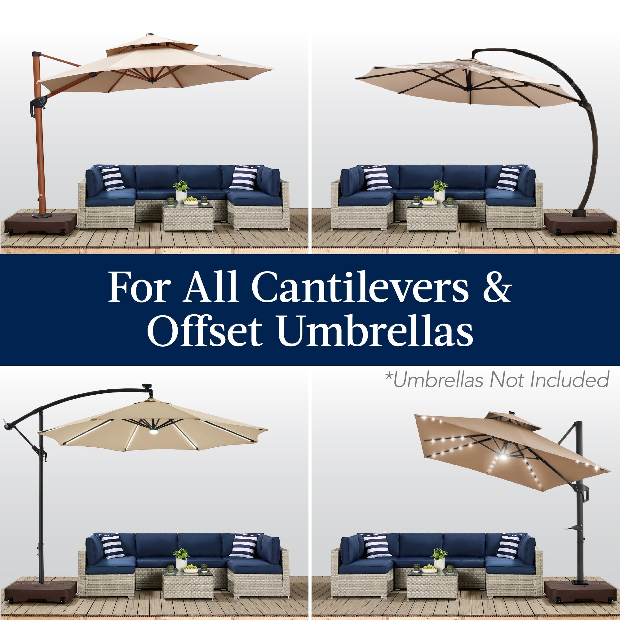 Outdoor Cantilever Base w/ Wheels Locks Fillable 330lb Capacity