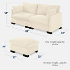 Modular Sectional Pillowtop Sofa w/ Ottoman & Storage82in