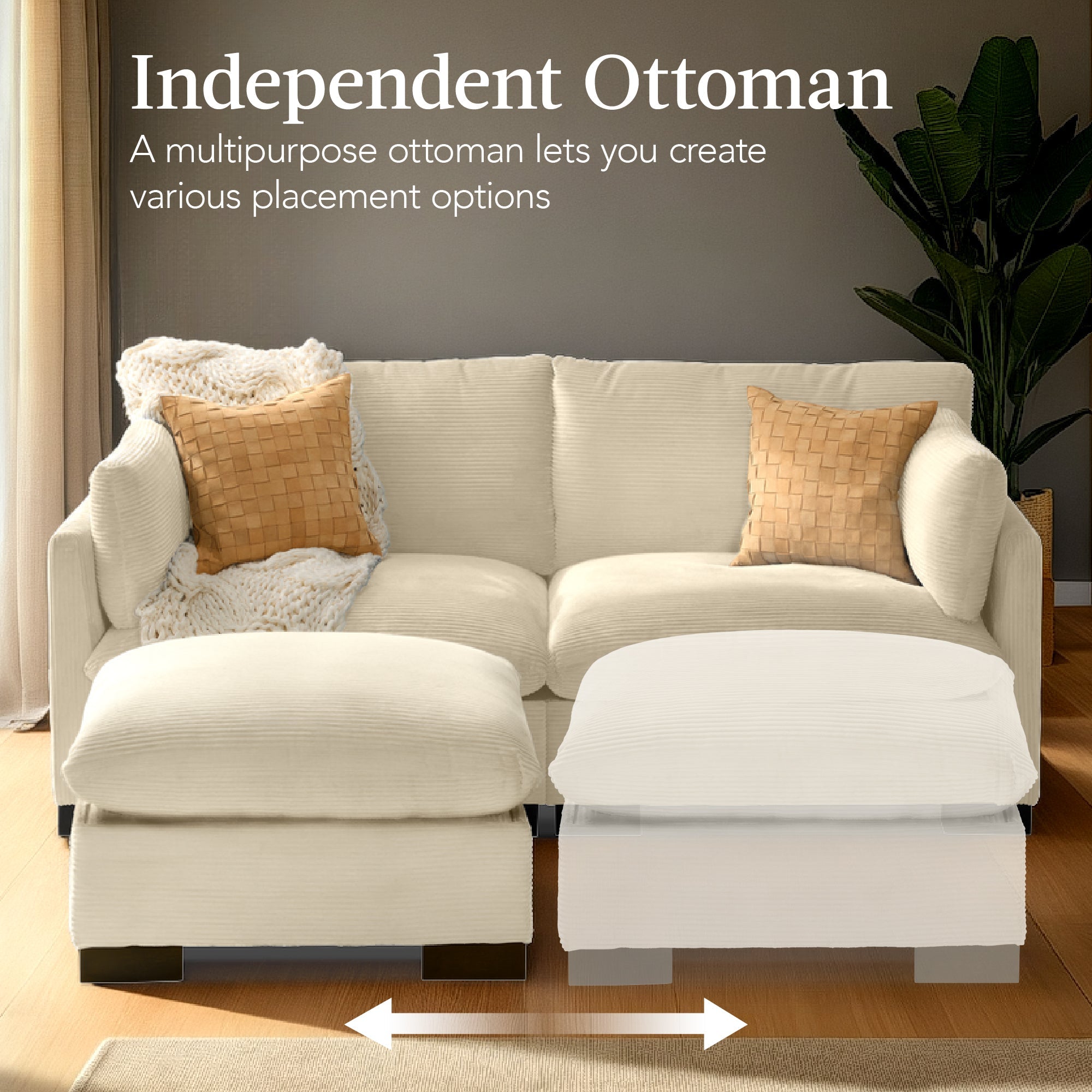 Modular Sectional Pillowtop Sofa w/ Ottoman & Storage82in