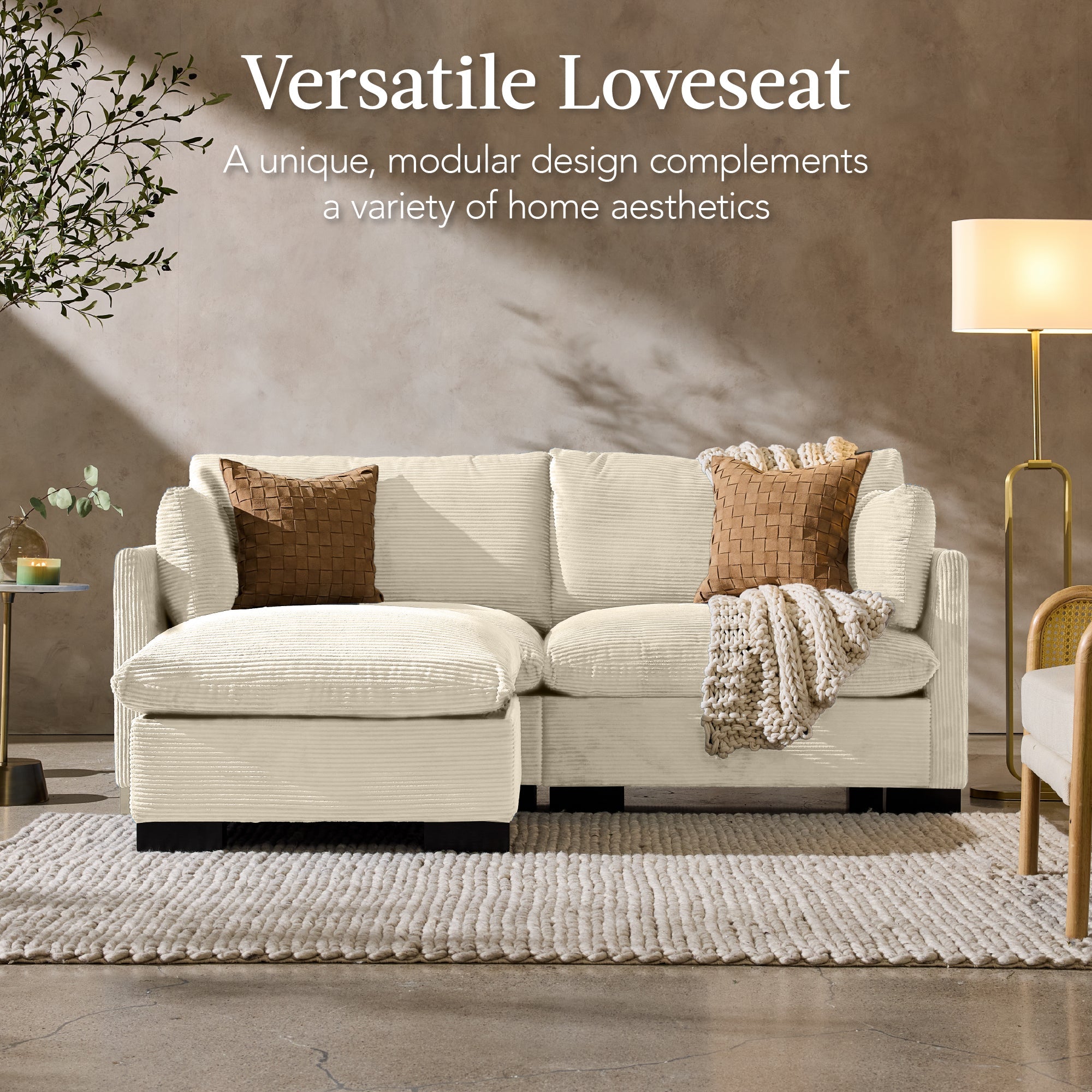 Modular Sectional Pillowtop Sofa w/ Ottoman & Storage82in