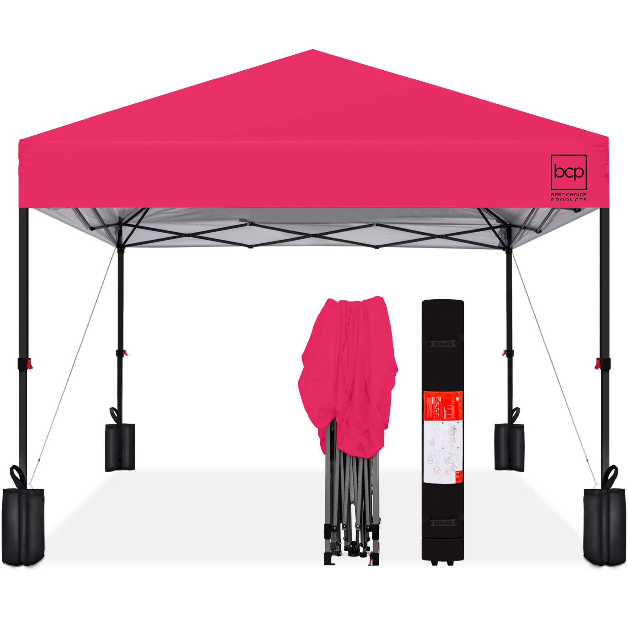 One-Person Setup Instant Pop Up Canopy w/ Case 4 Weight Bags - 12x12ft