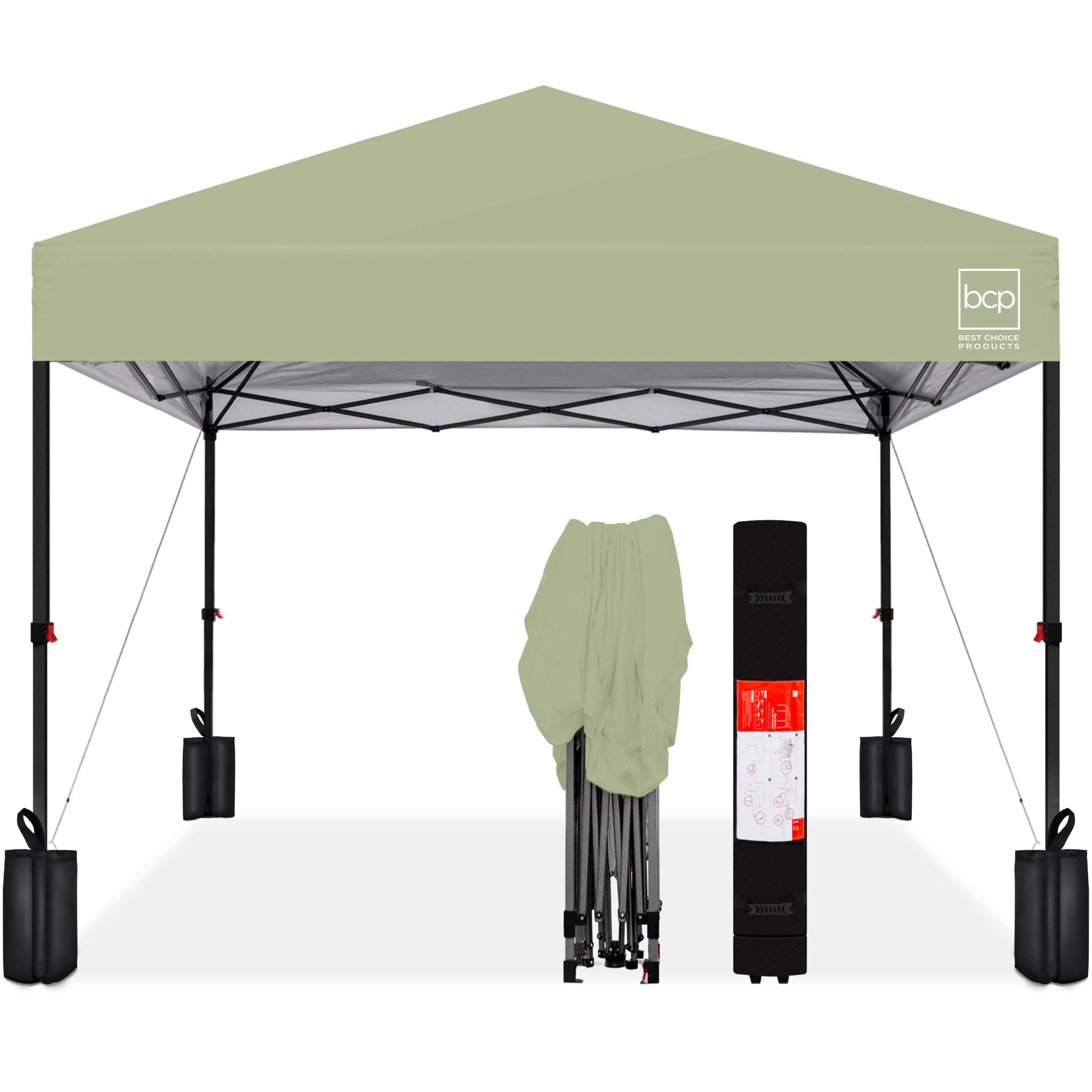 One-Person Setup Instant Pop Up Canopy w/ Case 4 Weight Bags - 10x10ft
