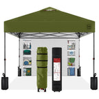 One-Person Setup Instant Pop Up Canopy w/ Side Wall Carrying Case - 10x10ft
