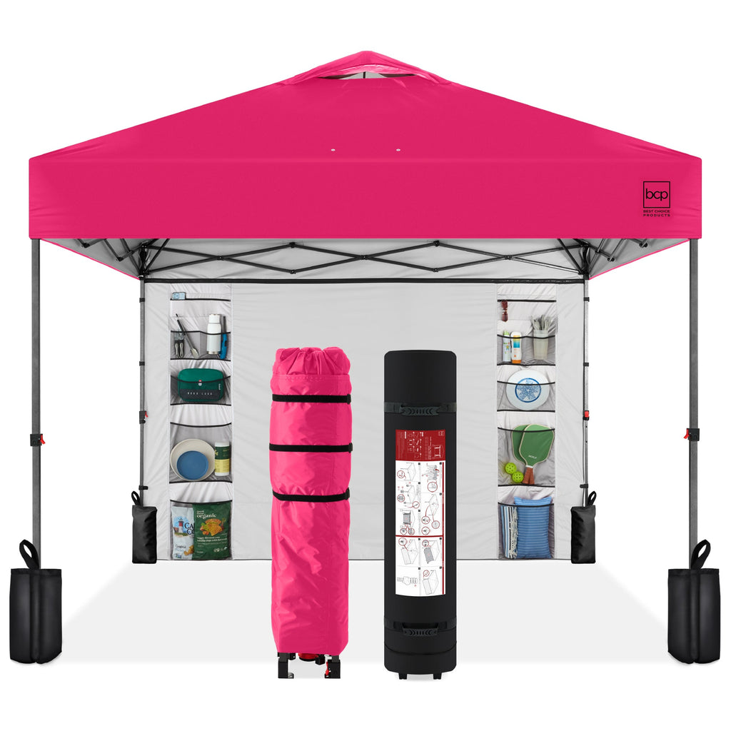 One-Person Setup Instant Pop Up Canopy w/ Side Wall Carrying Case - 10x10ft