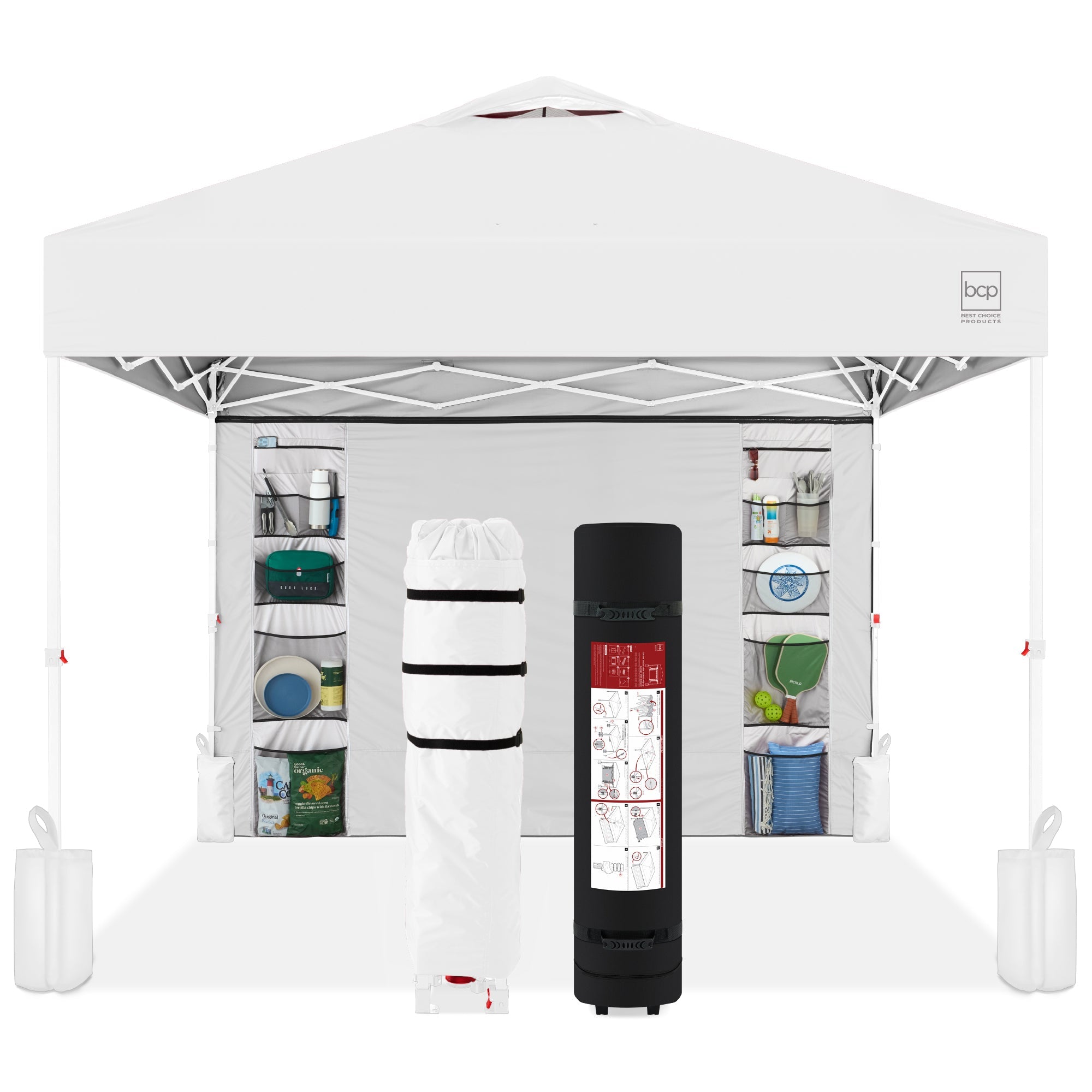 One-Person Setup Instant Pop Up Canopy w/ Side Wall Carrying Case - 10x10ft