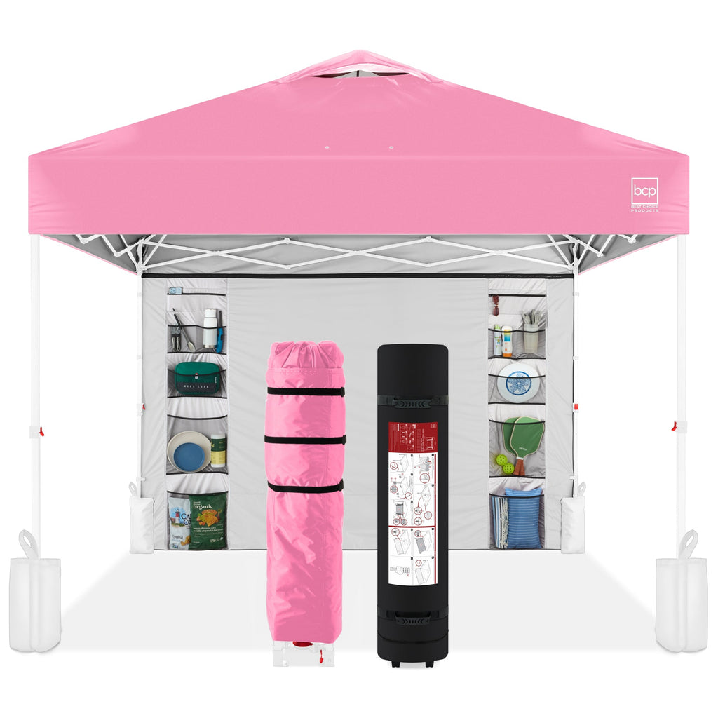 One-Person Setup Instant Pop Up Canopy w/ Side Wall Carrying Case - 10x10ft