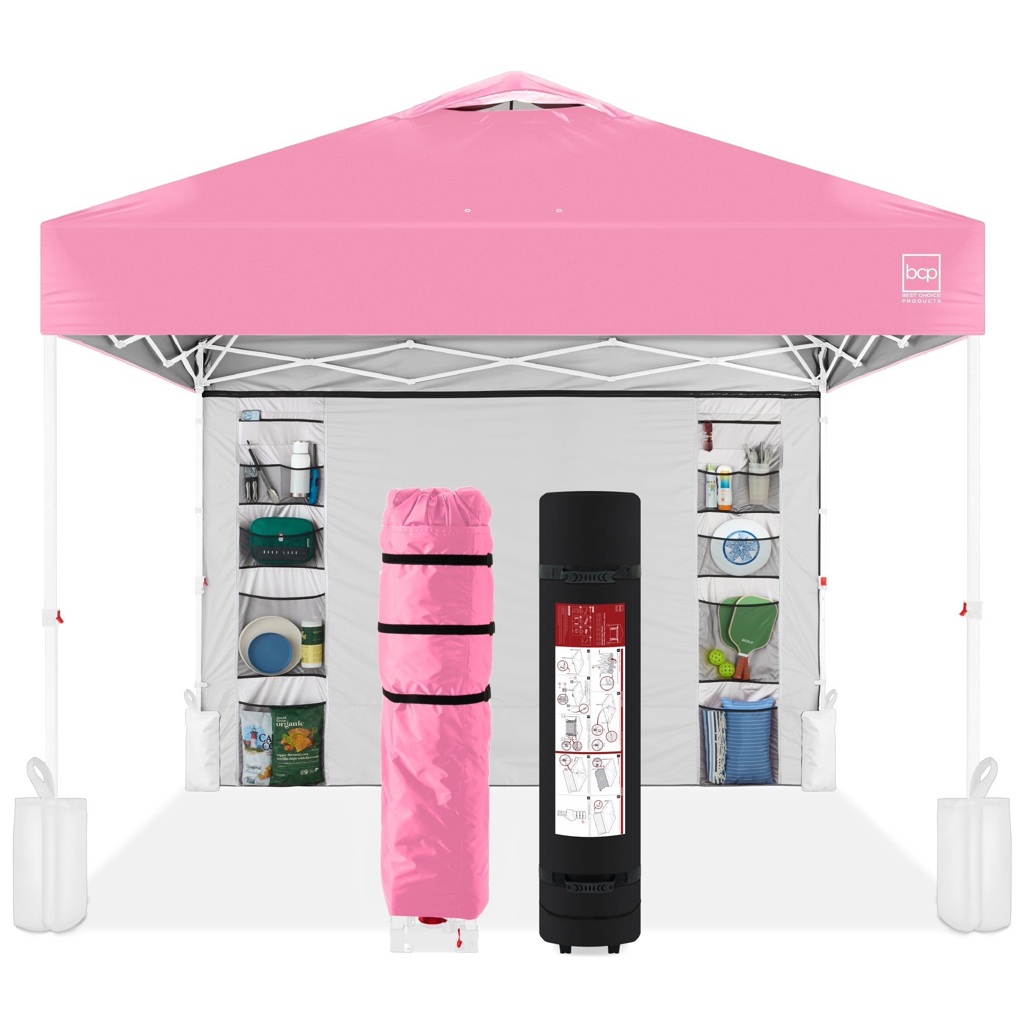 One-Person Setup Instant Pop Up Canopy w/ Side Wall Carrying Case - 10x10ft
