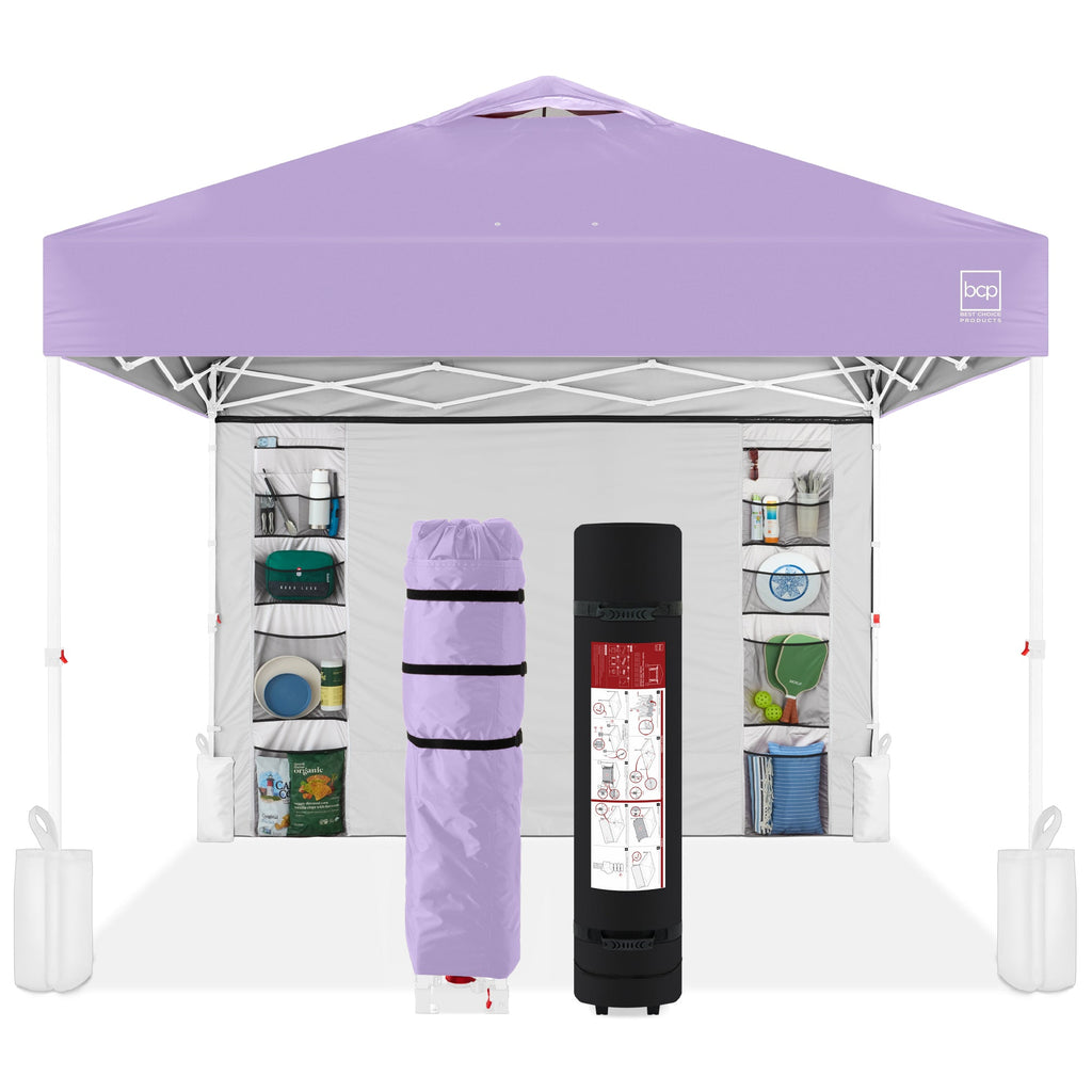 One-Person Setup Instant Pop Up Canopy w/ Side Wall Carrying Case - 10x10ft