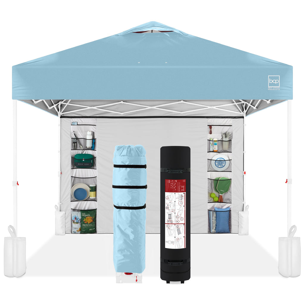 One-Person Setup Instant Pop Up Canopy w/ Side Wall Carrying Case - 10x10ft