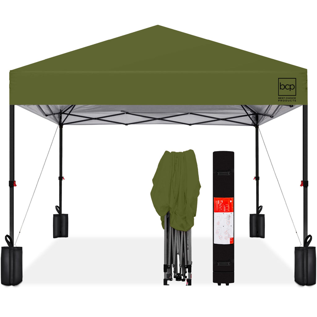 One-Person Setup Instant Pop Up Canopy w/ Case 4 Weight Bags - 8x8ft